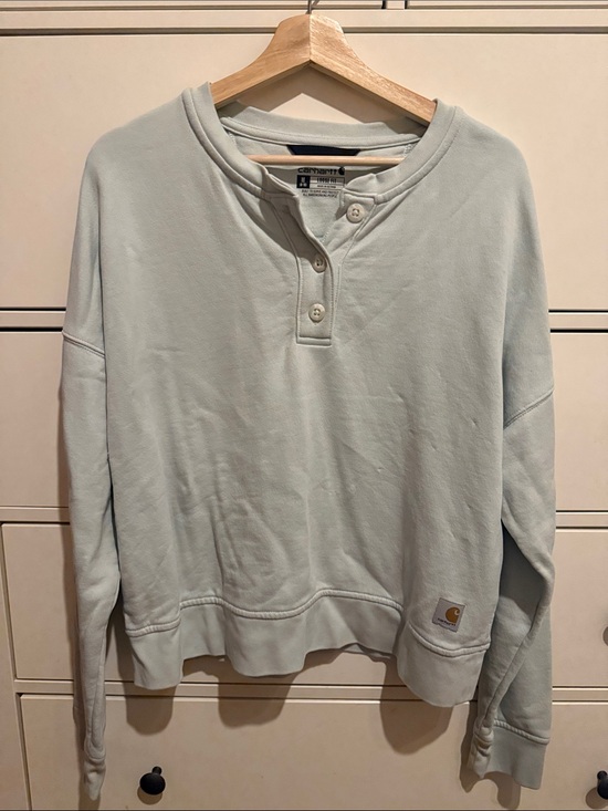 Carhartt Tops - Carhartt Pale Blue Aqua Henley Pullover Sweatshirt